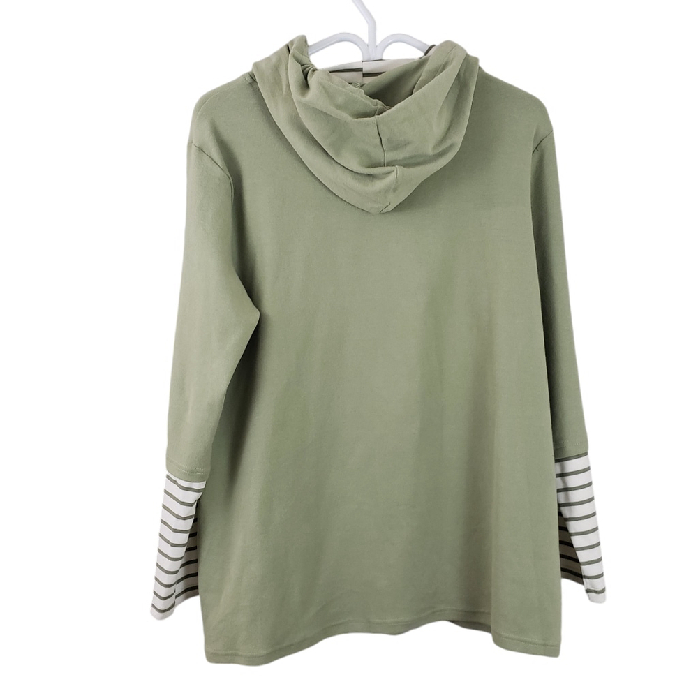 Kleio Green and White Hoodie Size XL - Picture 4 of 16